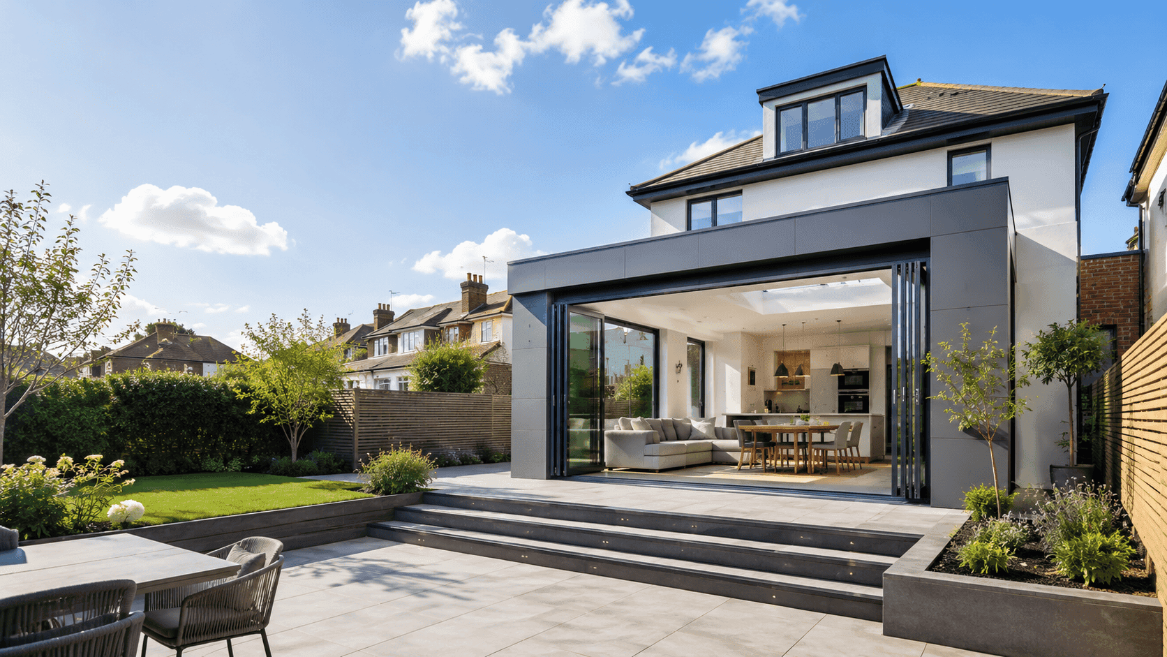 Modern residential extension with contemporary glazing