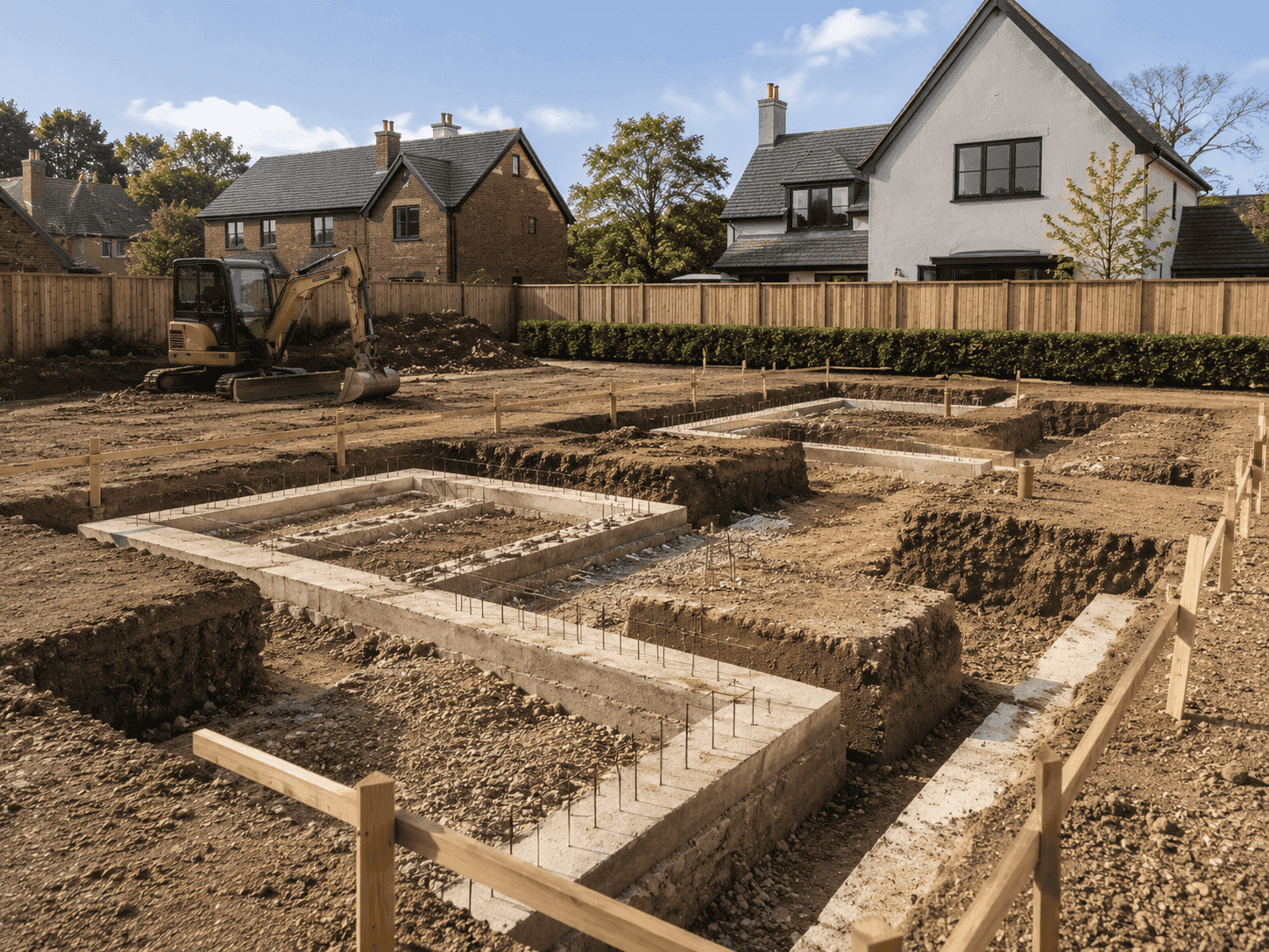Foundation trenches and footings for a new residential build